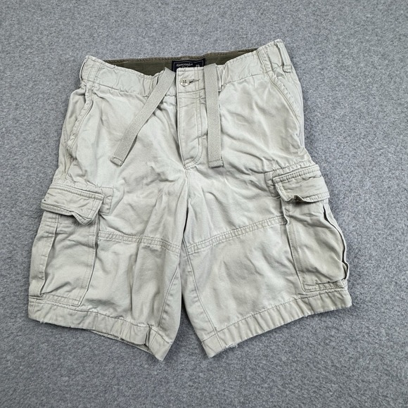Abercrombie & Fitch‎ Cargo Drawstring Shorts Men 29 Button Fly Khaki Preppy Y2K - Picture 1 of 7